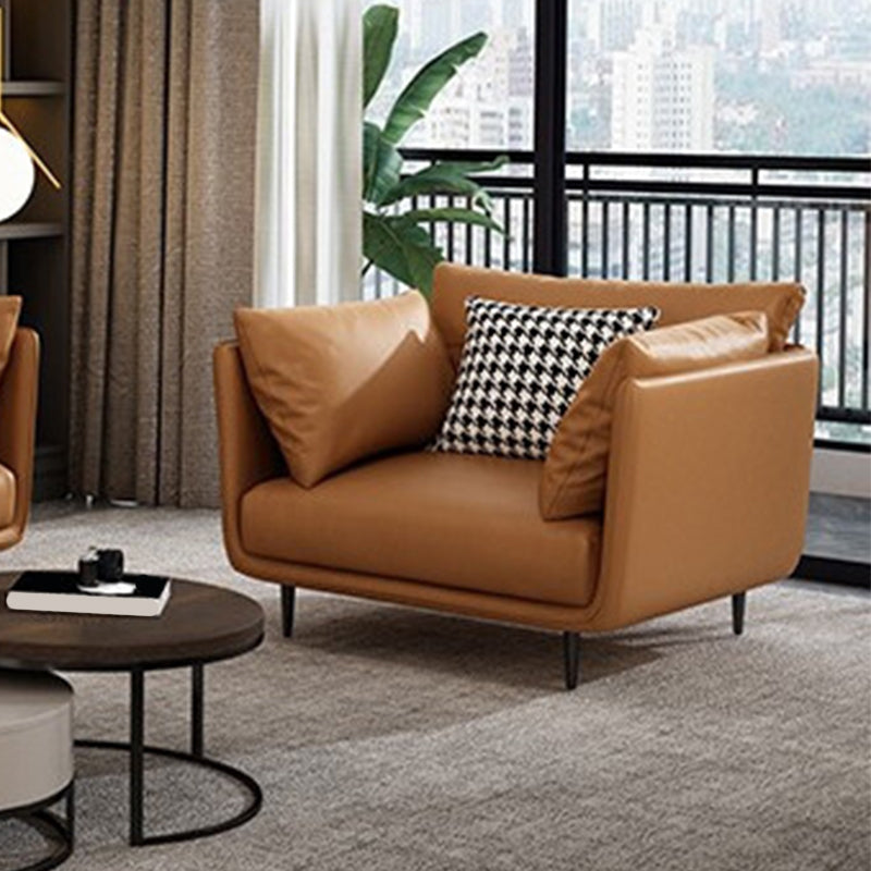 Modern Style with Back Armrest and Pillow Back with Foam Seat Filling Orange Sofa