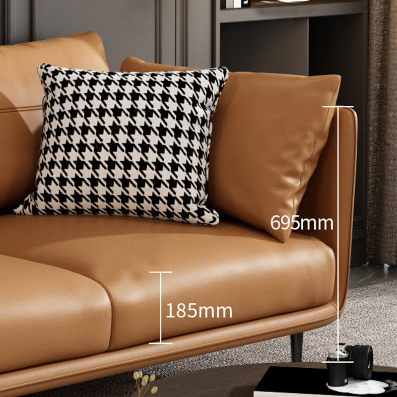 Modern Style with Back Armrest and Pillow Back with Foam Seat Filling Orange Sofa