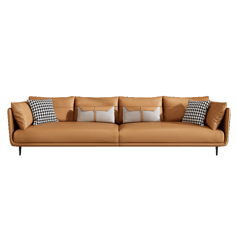 Modern Style with Back Armrest and Pillow Back with Foam Seat Filling Orange Sofa