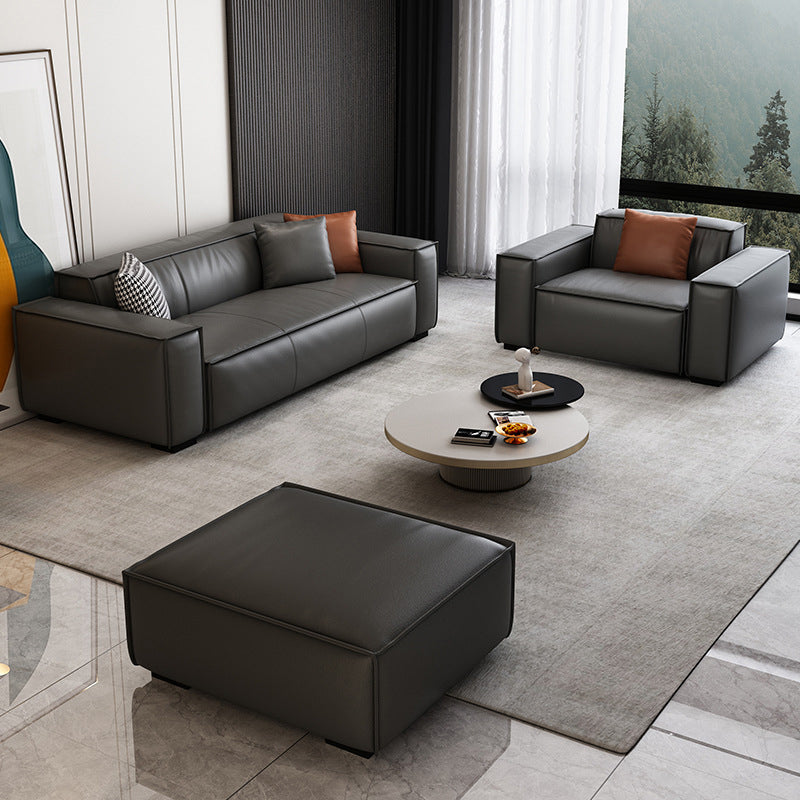 Living Room Square Arm Standard Cushions Transitional Modern