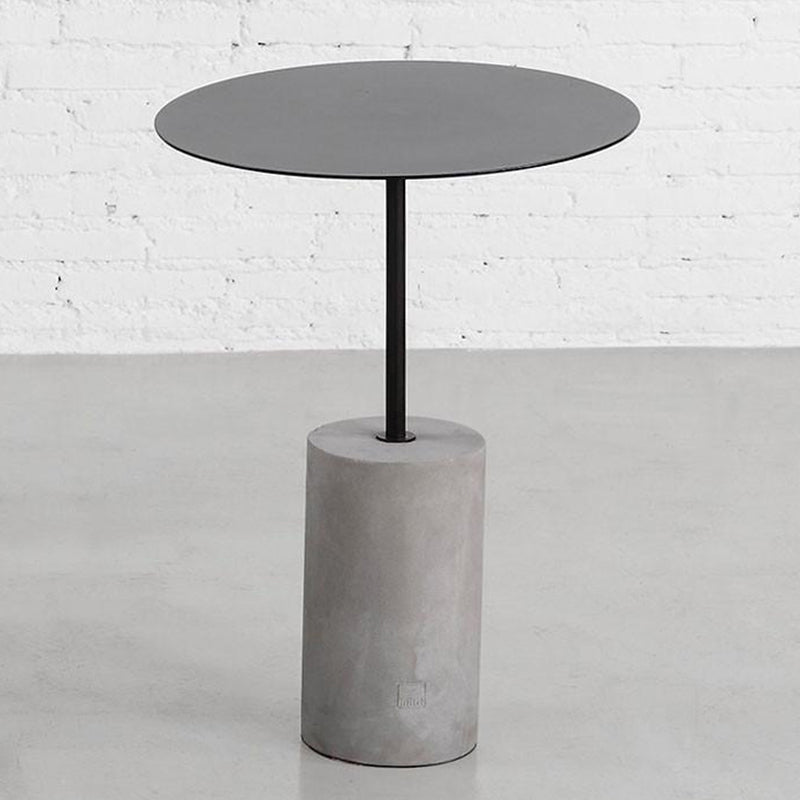 Mid-Century Modern Round End Table Metal End Table with Concrete Base