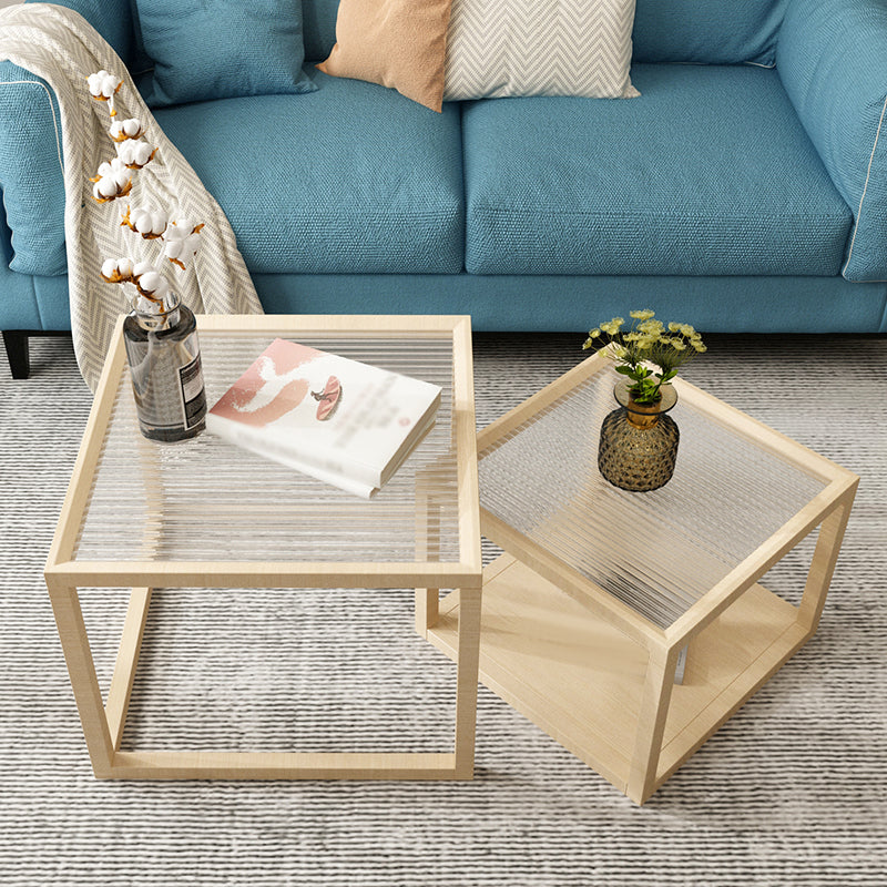 Scandinavian Solid Wood Square Coffee Cocktail Table in Natural