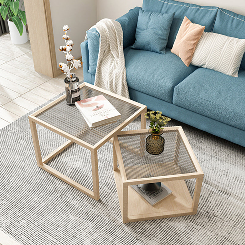 Scandinavian Solid Wood Square Coffee Cocktail Table in Natural
