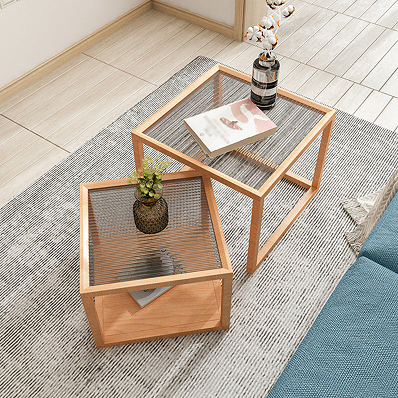 Scandinavian Solid Wood Square Coffee Cocktail Table in Natural