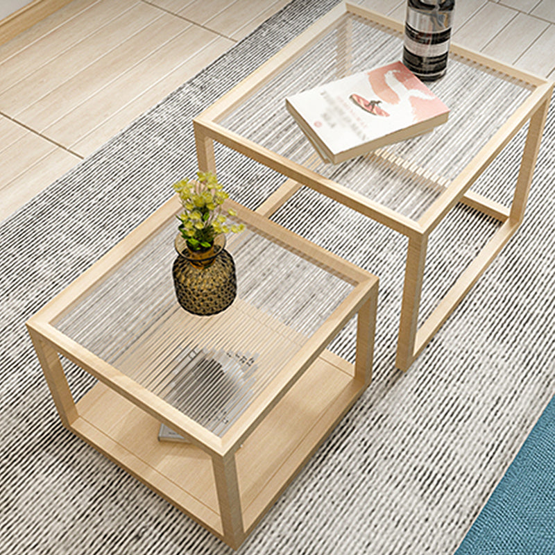 Scandinavian Solid Wood Square Coffee Cocktail Table in Natural