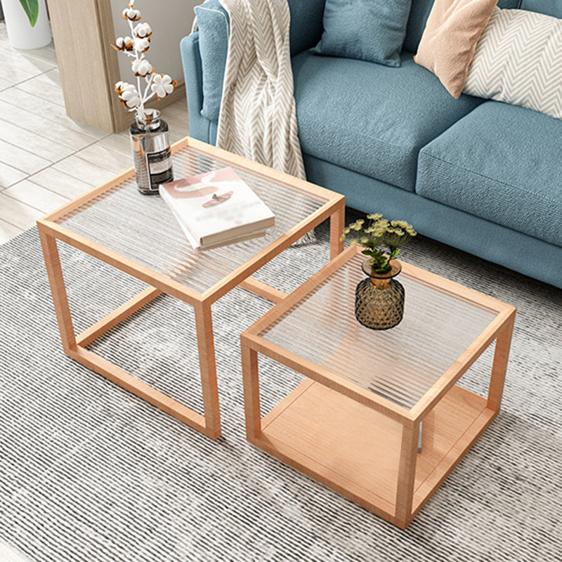 Scandinavian Solid Wood Square Coffee Cocktail Table in Natural