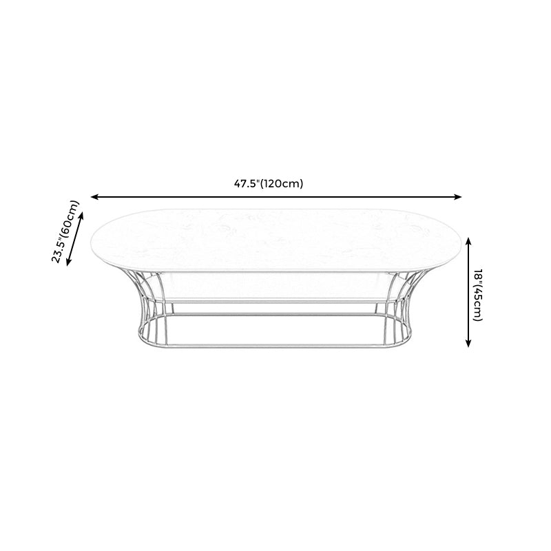 Frame Base Coffee Table Modernism Elliptical Stone Cocktail Table