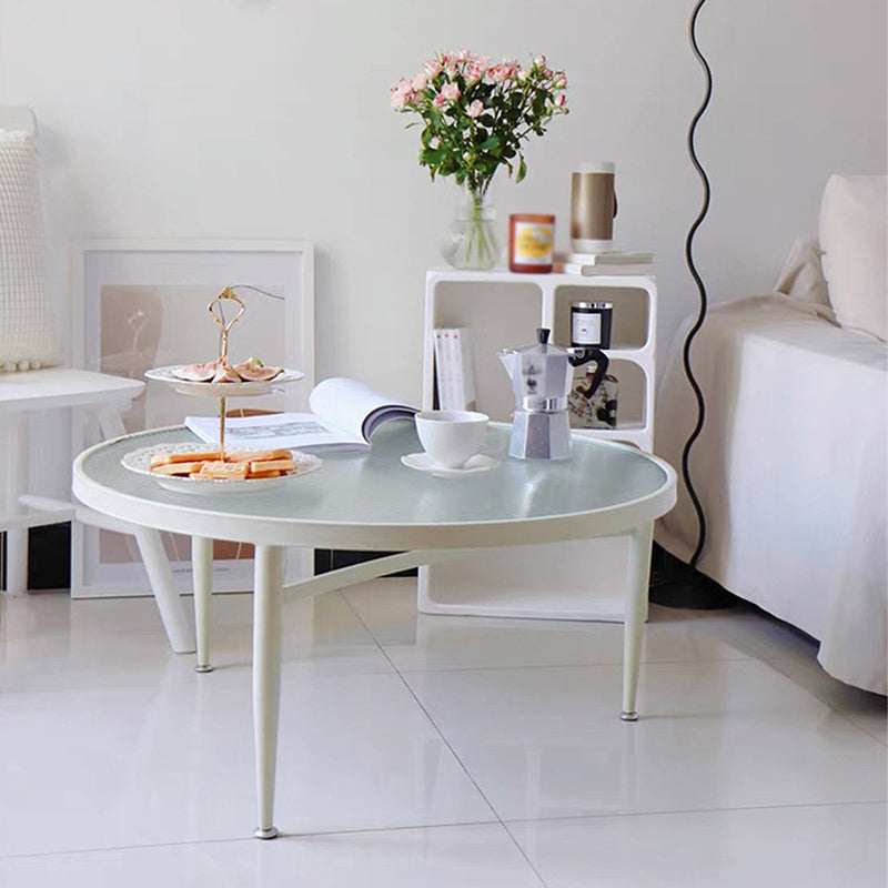 Modern Round 3 Legs Coffee Table Clear Glass Cocktail Table - 23.6"/27.6"/31.5"