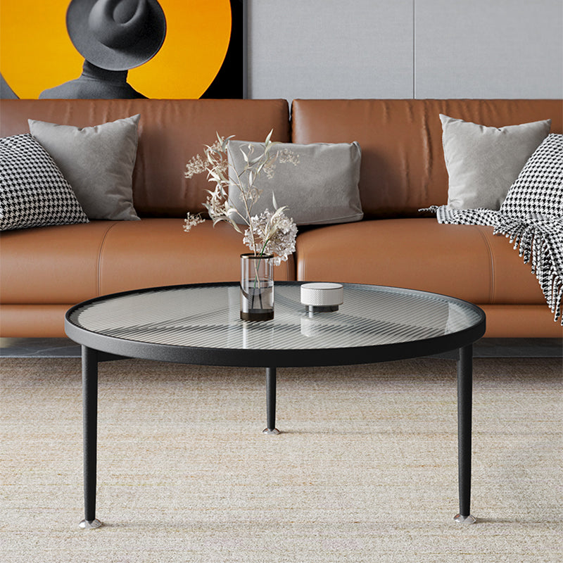 Modern Round 3 Legs Coffee Table Clear Glass Cocktail Table - 23.6"/27.6"/31.5"