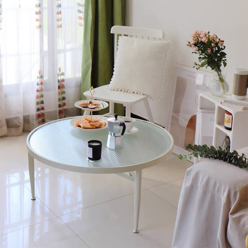 Modern Round 3 Legs Coffee Table Clear Glass Cocktail Table - 23.6"/27.6"/31.5"