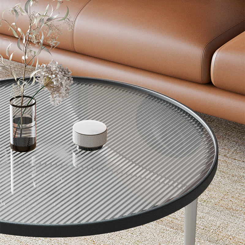 Modern Round 3 Legs Coffee Table Clear Glass Cocktail Table - 23.6"/27.6"/31.5"