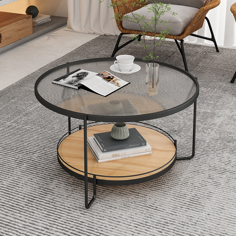 Scandinavian Round 3 Legs Coffee Table with Storage Shelf Cocktail Table