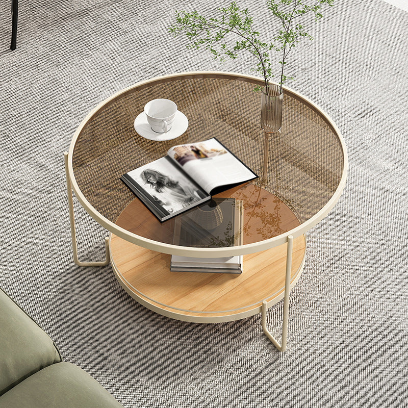 Scandinavian Round 3 Legs Coffee Table with Storage Shelf Cocktail Table