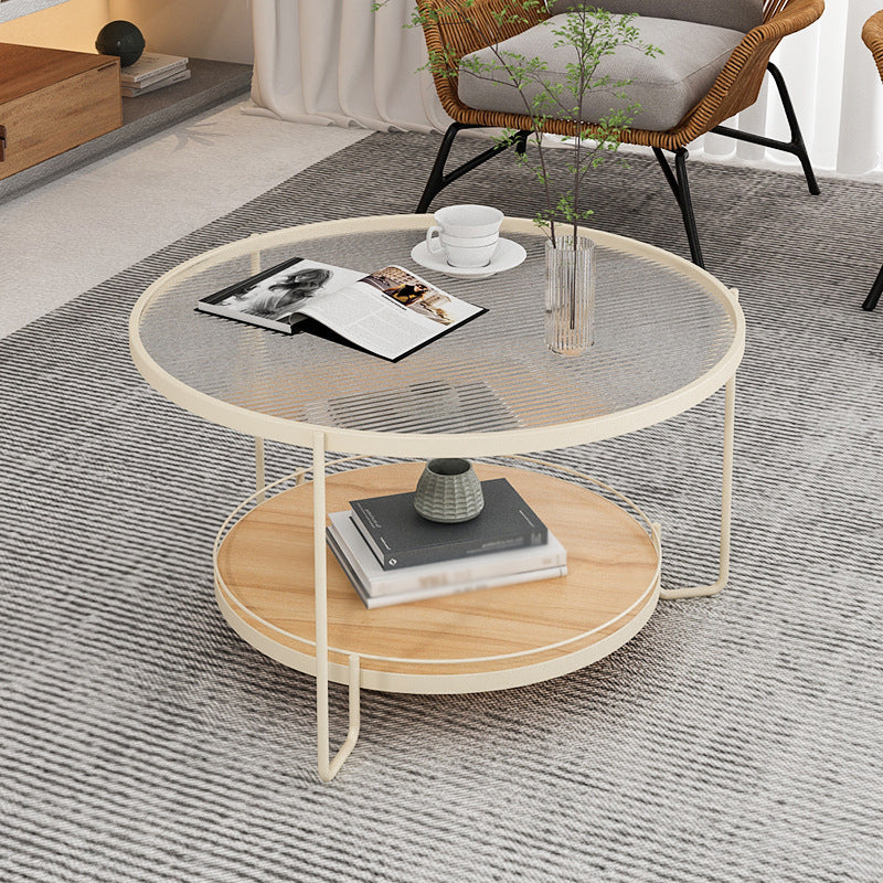 Scandinavian Round 3 Legs Coffee Table with Storage Shelf Cocktail Table