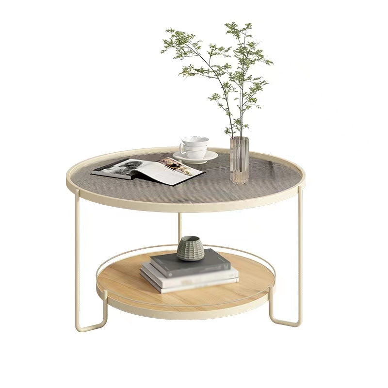 Scandinavian Round 3 Legs Coffee Table with Storage Shelf Cocktail Table