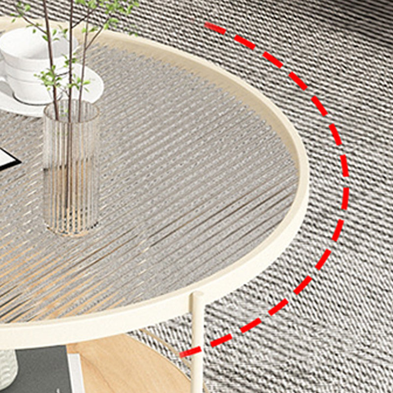 Scandinavian Round 3 Legs Coffee Table with Storage Shelf Cocktail Table