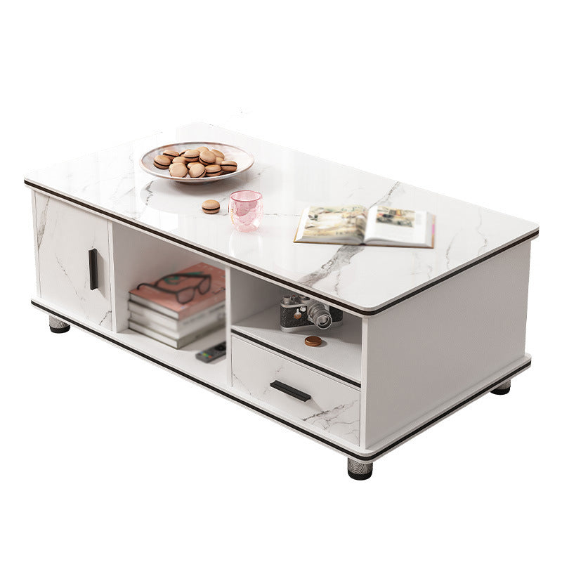 Rectangular Wooden Coffee Table 1 Single Cocktail Table with Storage Drawers
