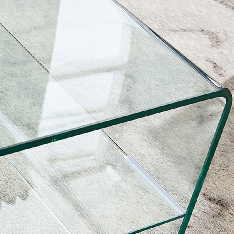 Modern Style Black/transparent Rectangular Coffee Table with Tempered Glass Top