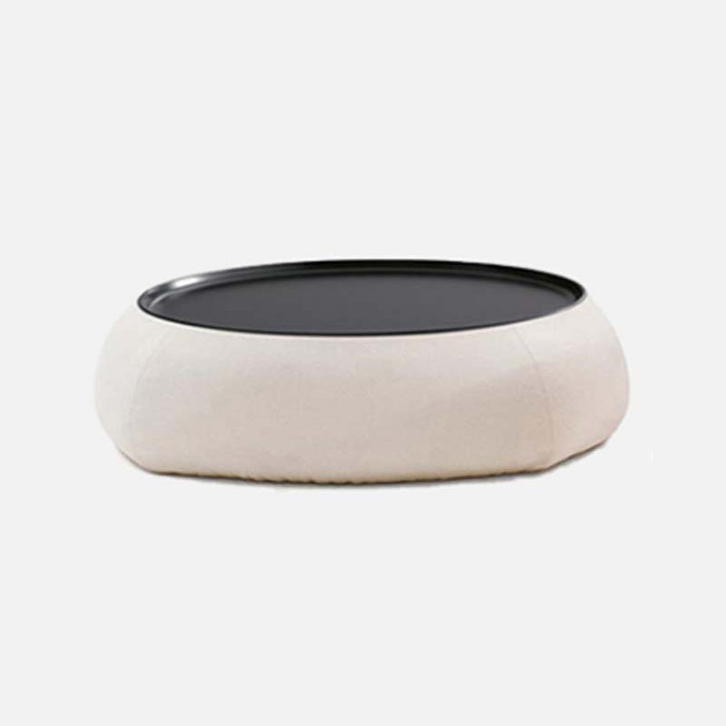 Round Modern Coffee Table White/Orange/Green Cocktail Table for Living Room