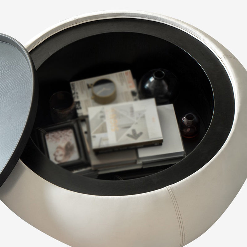 Round Modern Coffee Table White/Orange/Green Cocktail Table for Living Room