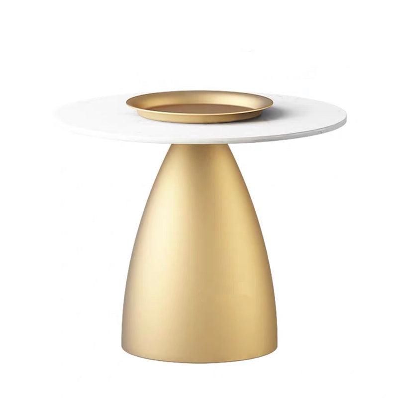 Modern Style White/black Top Rock Sheet Metal Craft Round Coffee Table