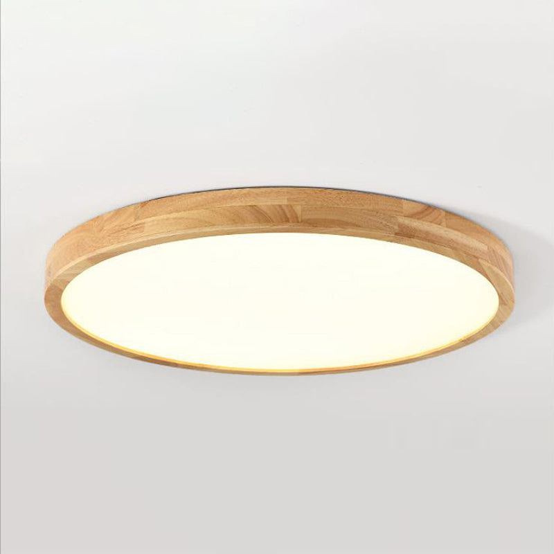 Round Flush Light Fixtures Modern Style Wood 1 Light Flush Mount Lights