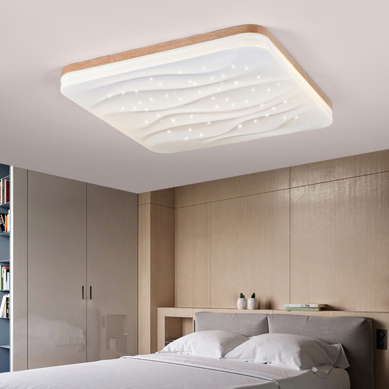 Geometric Flush Mount Lamp Modern Style Wood 1 Light Flush Mount Lights