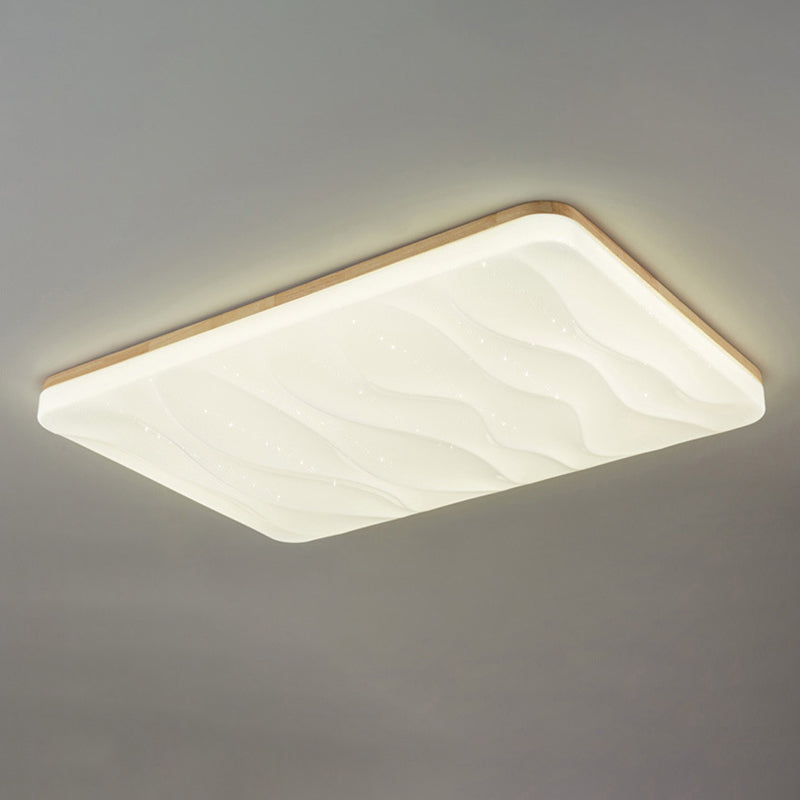 Geometric Flush Mount Lamp Modern Style Wood 1 Light Flush Mount Lights