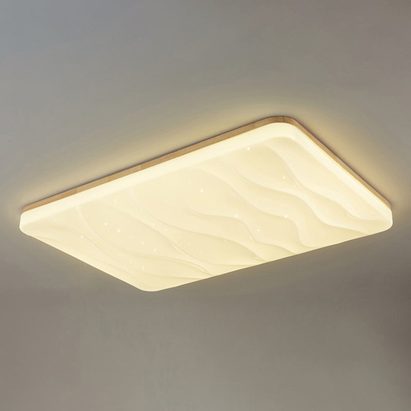 Geometric Flush Mount Lamp Modern Style Wood 1 Light Flush Mount Lights