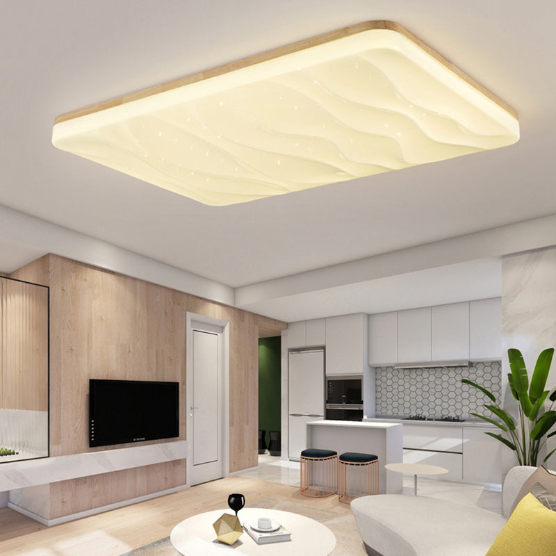 Geometric Flush Mount Lamp Modern Style Wood 1 Light Flush Mount Lights