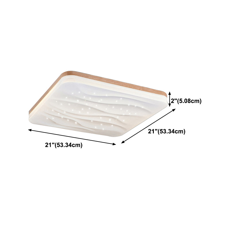 Geometric Flush Mount Lamp Modern Style Wood 1 Light Flush Mount Lights