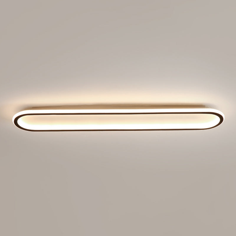 Metal Oval Shape Flush Mount Light Modern 1 Light Flush Mount Lighting Fixtures in Black