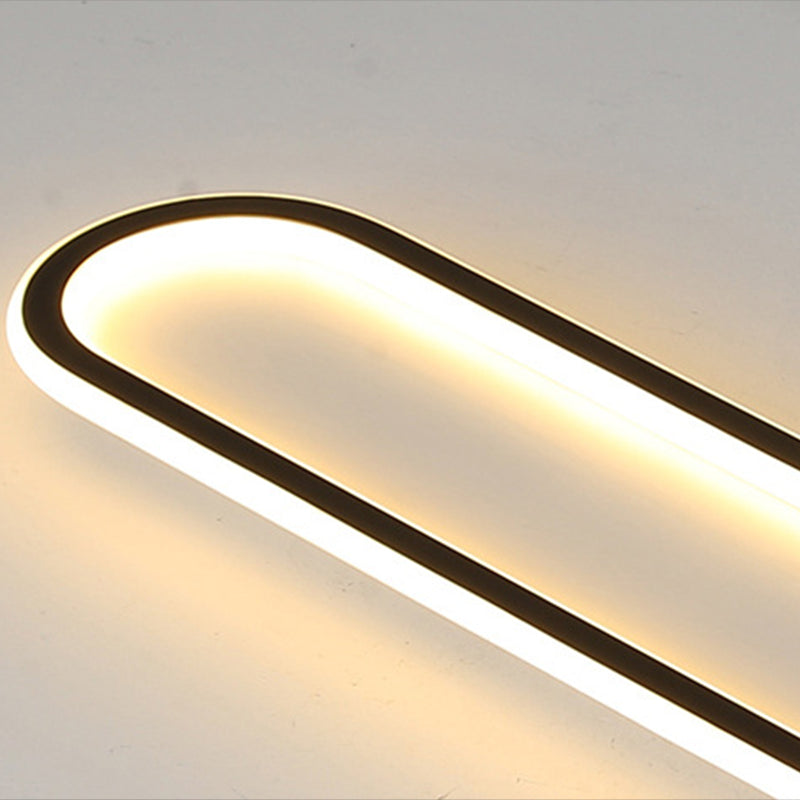 Metal Oval Shape Flush Mount Light Modern 1 Light Flush Mount Lighting Fixtures in Black