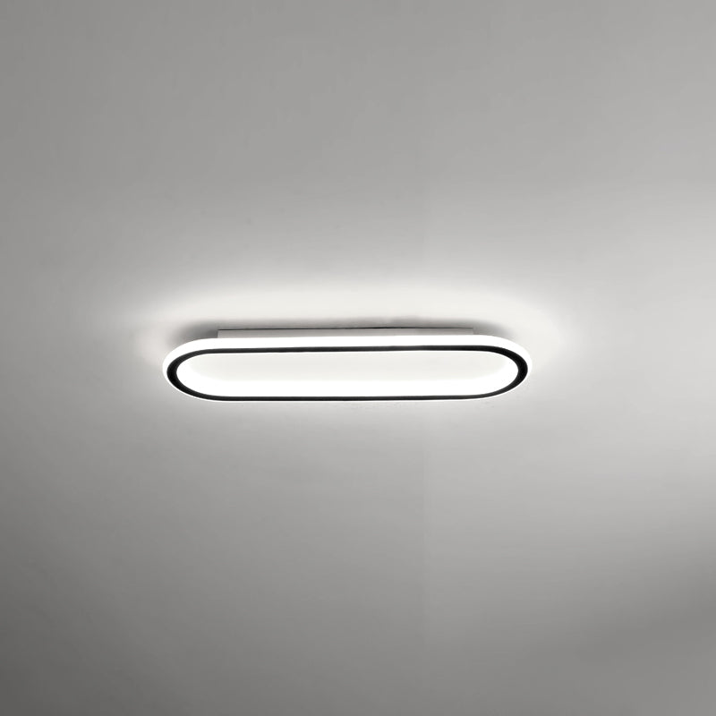 Metal Oval Shape Flush Mount Light Modern 1 Light Flush Mount Lighting Fixtures in Black