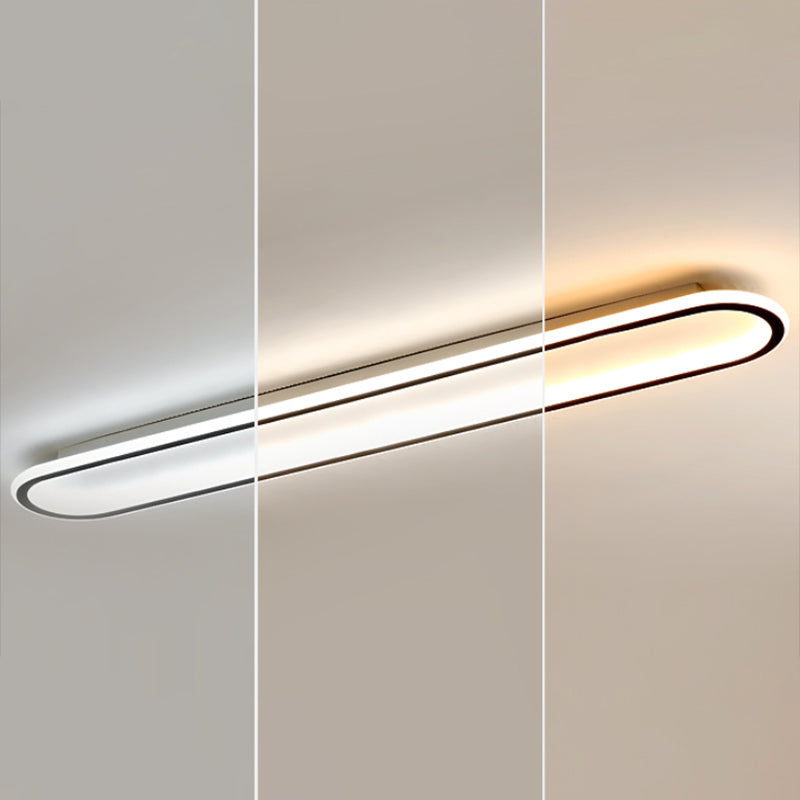 Metal Oval Shape Flush Mount Light Modern 1 Light Flush Mount Lighting Fixtures in Black