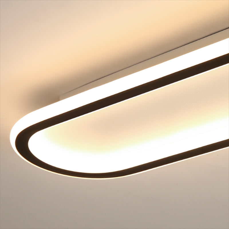 Metal Oval Shape Flush Mount Light Modern 1 Light Flush Mount Lighting Fixtures in Black