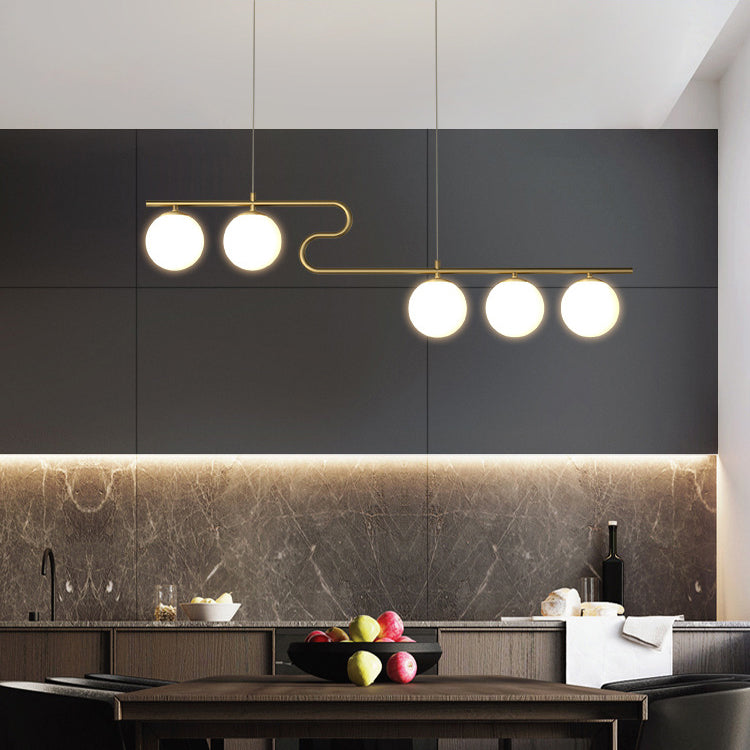 Simple Hanging Light Glass Round Island Light Fixture for Kitchen