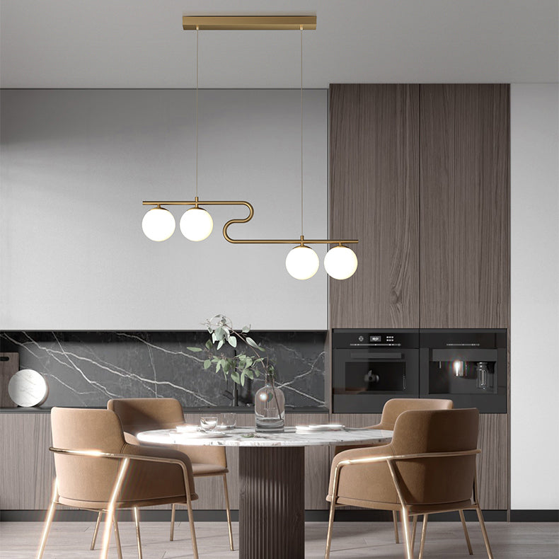 Simple Hanging Light Glass Round Island Light Fixture for Kitchen