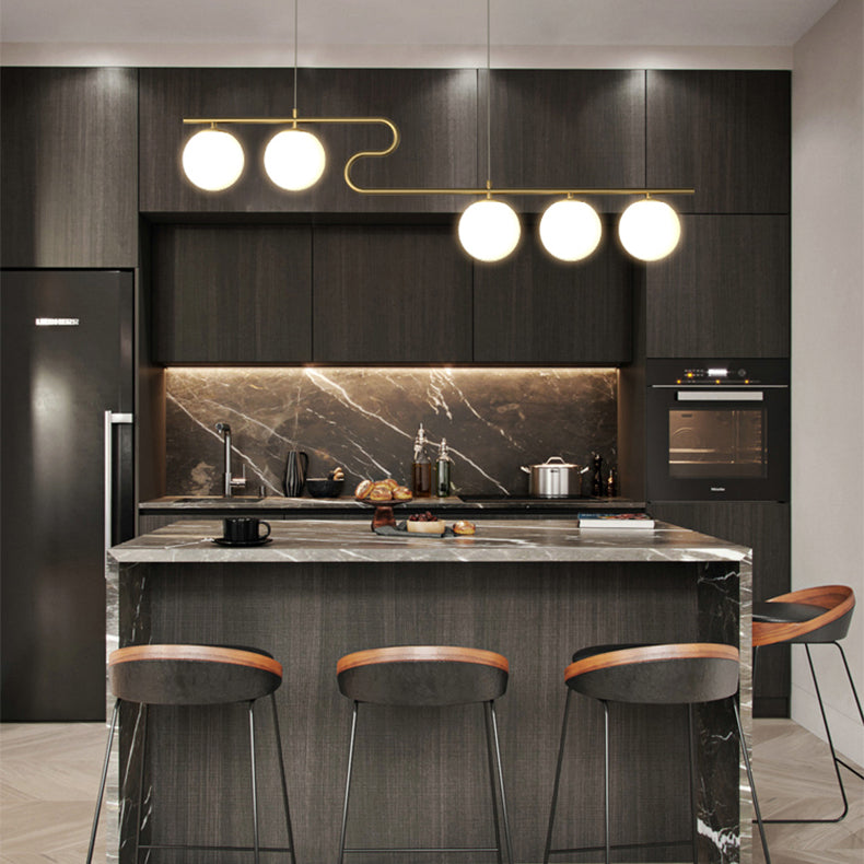 Simple Hanging Light Glass Round Island Light Fixture for Kitchen