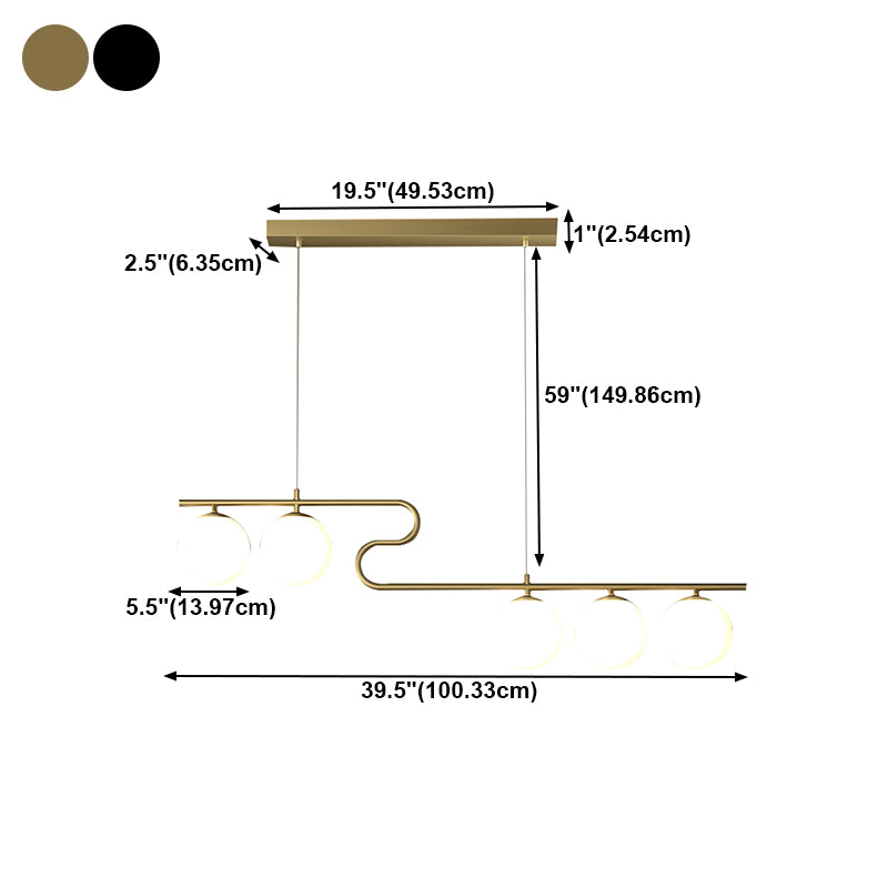 Simple Hanging Light Glass Round Island Light Fixture for Kitchen