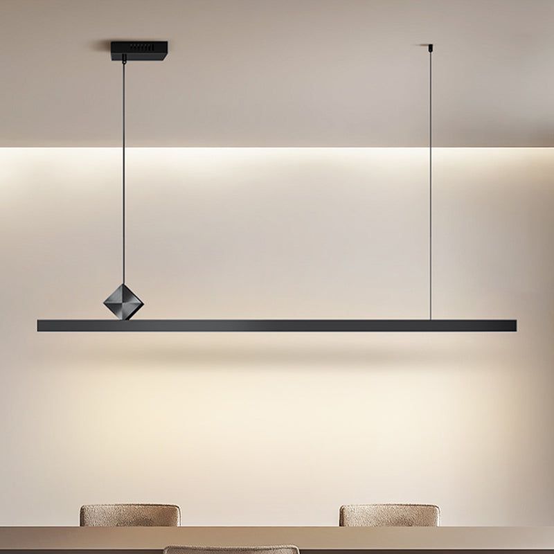 Modern Metal Pendant Lighting Linear Shape Hanging Light with Acrylic Shade in Black