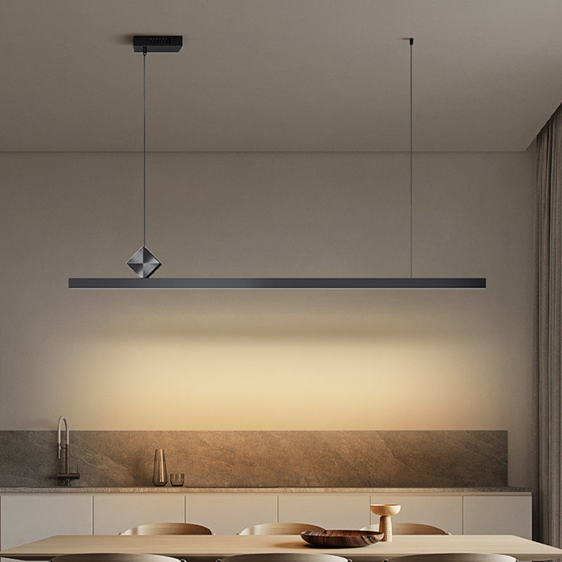 Modern Metal Pendant Lighting Linear Shape Hanging Light with Acrylic Shade in Black