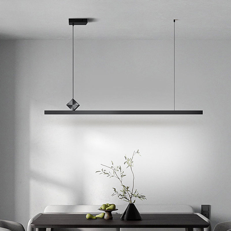 Modern Metal Pendant Lighting Linear Shape Hanging Light with Acrylic Shade in Black