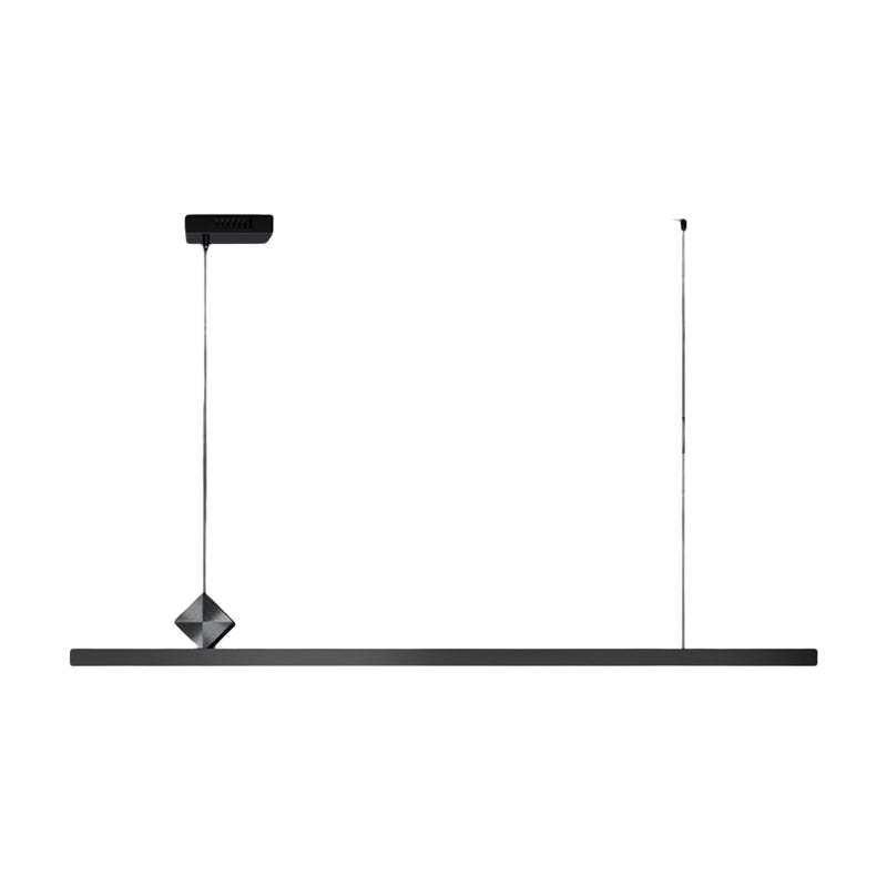 Modern Metal Pendant Lighting Linear Shape Hanging Light with Acrylic Shade in Black