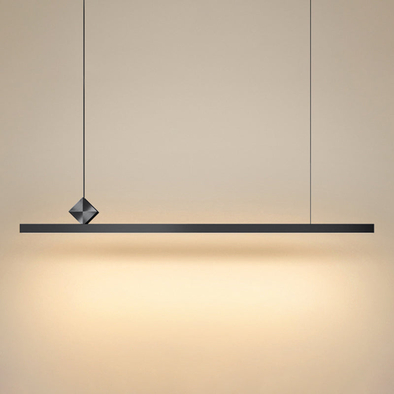 Modern Metal Pendant Lighting Linear Shape Hanging Light with Acrylic Shade in Black