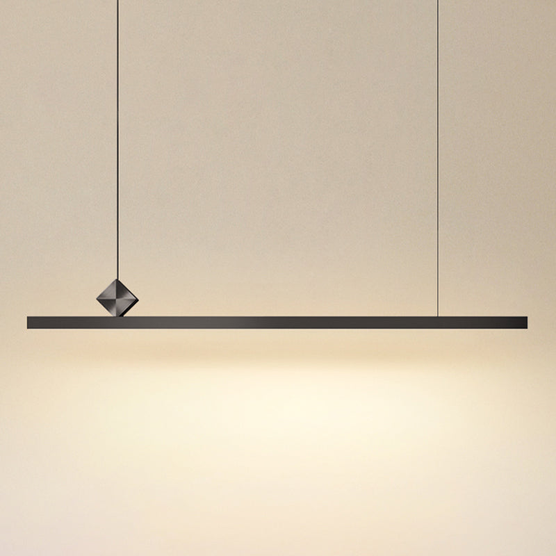 Modern Metal Pendant Lighting Linear Shape Hanging Light with Acrylic Shade in Black