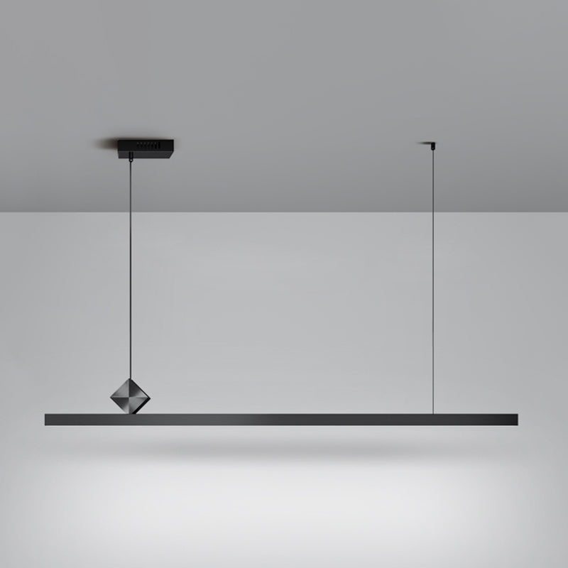 Modern Metal Pendant Lighting Linear Shape Hanging Light with Acrylic Shade in Black