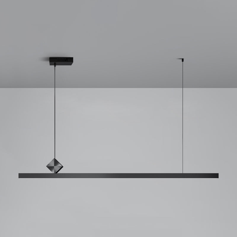 Modern Metal Pendant Lighting Linear Shape Hanging Light with Acrylic Shade in Black