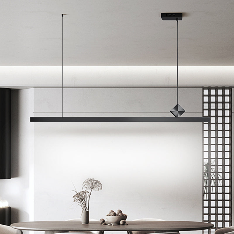 Modern Metal Pendant Lighting Linear Shape Hanging Light with Acrylic Shade in Black