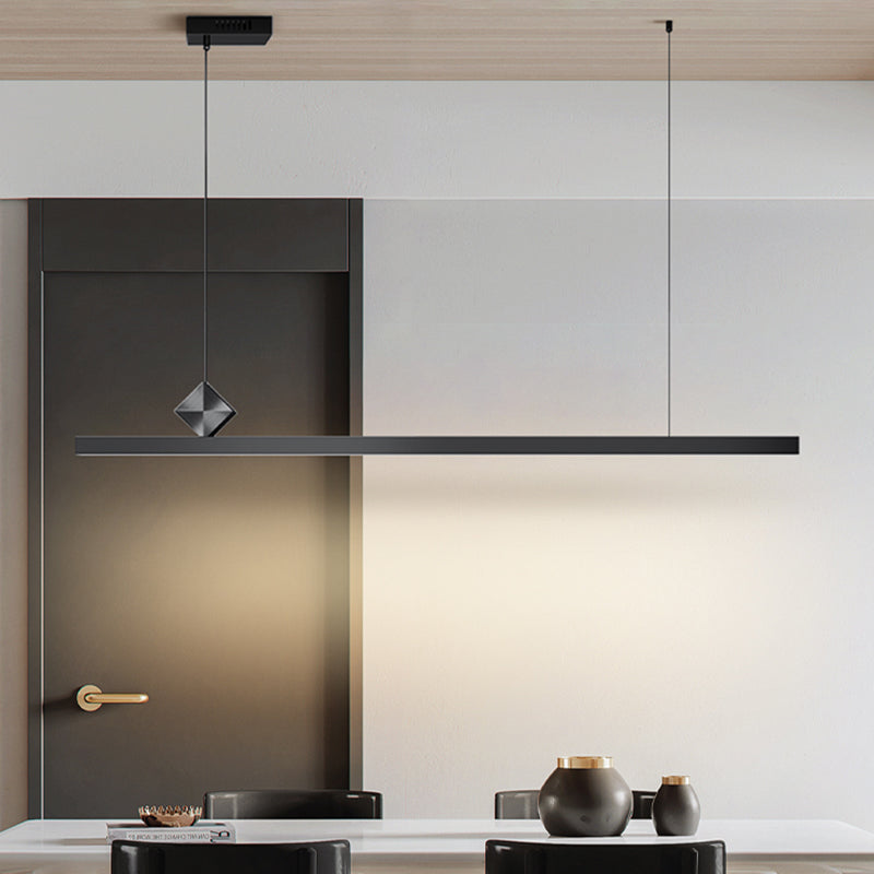 Modern Metal Pendant Lighting Linear Shape Hanging Light with Acrylic Shade in Black